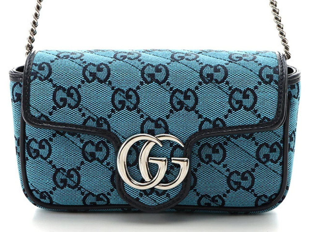 Gucci GG Marmont Super Bag Keyring Blue Navy Blue Canvas